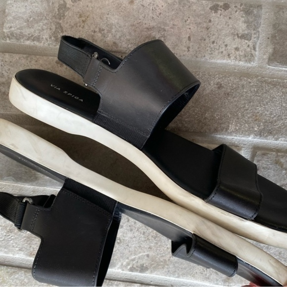 Via Spiga Flat Strap Sandals Black 9 - Picture 3 of 6